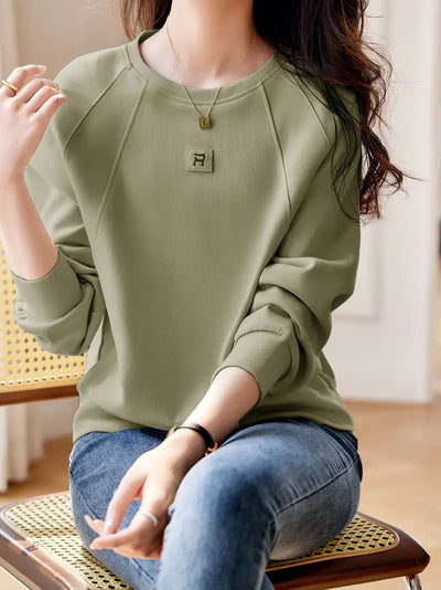 Vielseitiger Lässiges Sweatshirt in Waldgrün für Damen