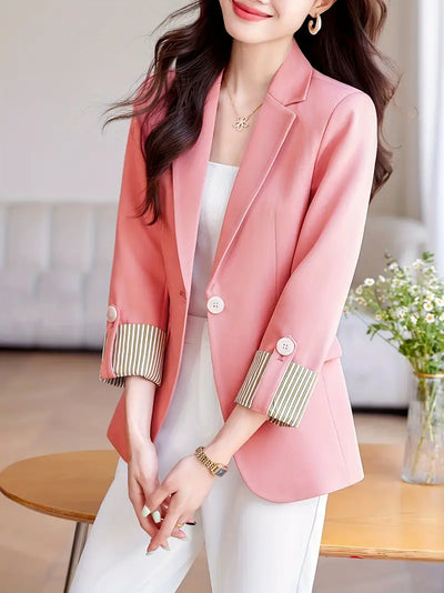 Eleganter Roll-Up Sleeve Blazer für Damen Solide Farben