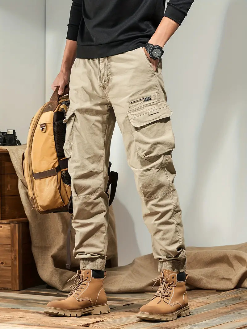 Herren Solid Cargo-Hose mit Mehreren Taschen – Lässige Outdoor-Hose