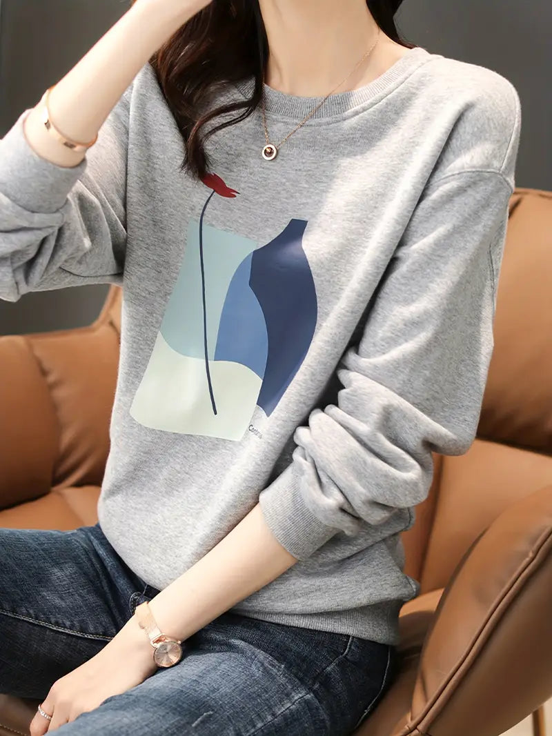 Sweatshirt für Damen Geometrisches Vase Design