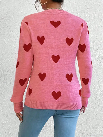 Sweetheart Holiday Strickpullover Festliches rosa Herzdesign