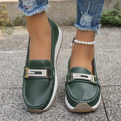 Damen Loafer mit Metallschnalle – Bequeme Slipper für den Sommer