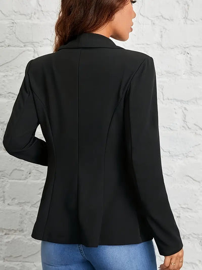 Eleganter Schwarzer Blazer für Damen Einreiher, Fruchtkragen