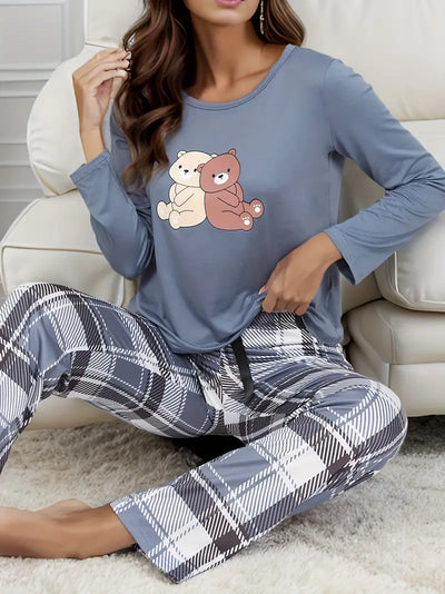 Kline - Gemütlich Chic Cartoon Bär Druck Pyjama Satz