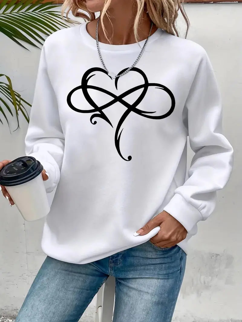 Sweatshirt mit bezaubernden Herzen Lässiger Rundhalsausschnitt