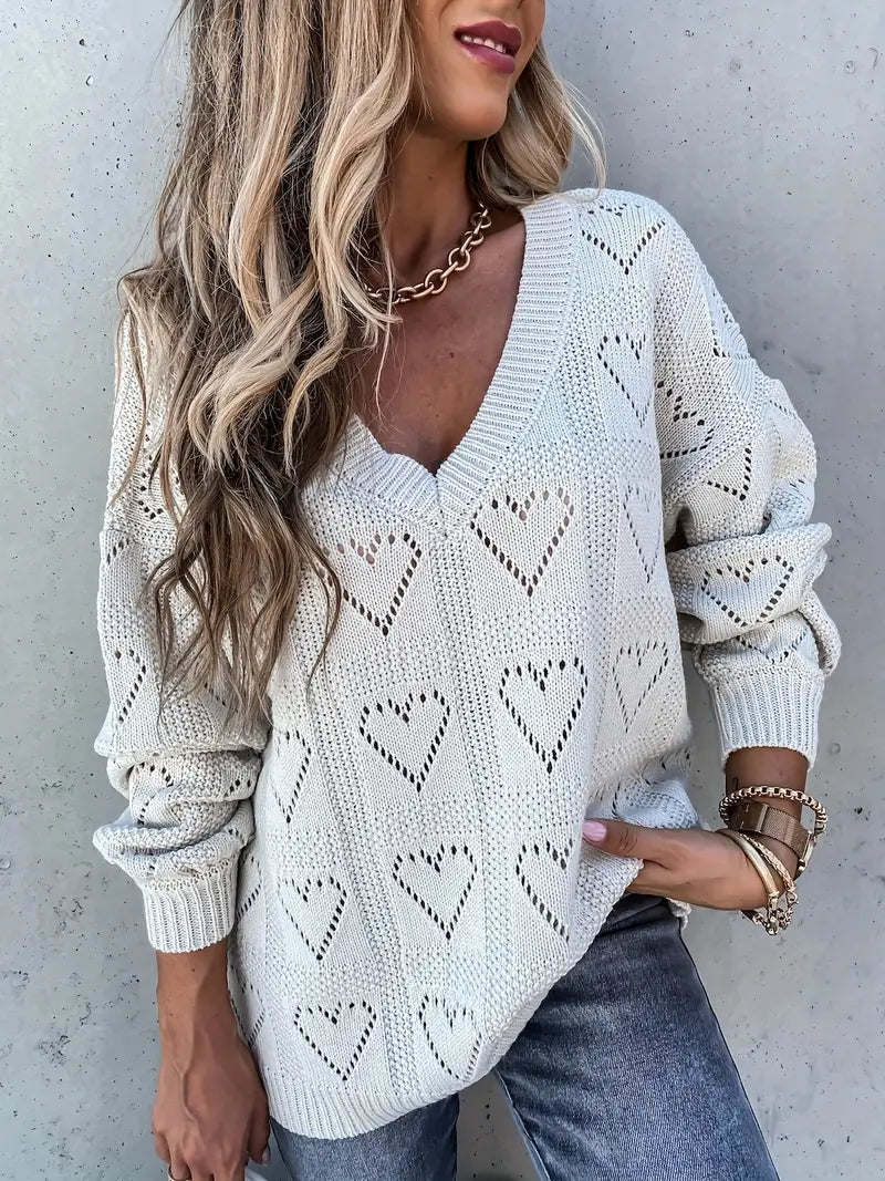 Schicker Pullover mit Sweetheart-Ausschnitt und V-Ausschnitt