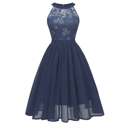 Chiffon Swing-Kleid mit Spitze und Rüschen