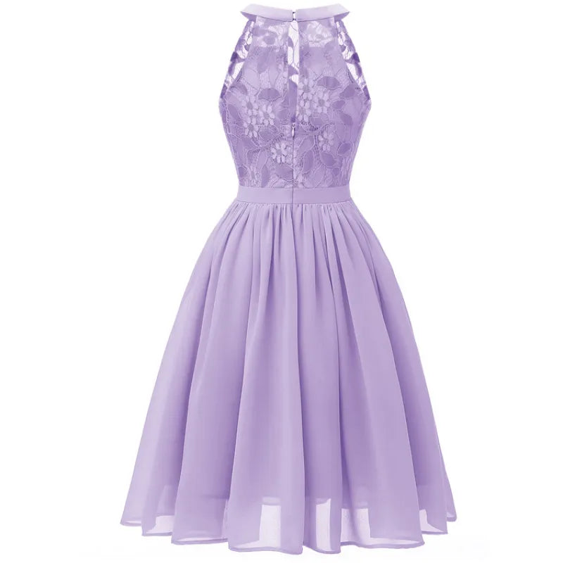 Chiffon Swing-Kleid mit Spitze und Rüschen