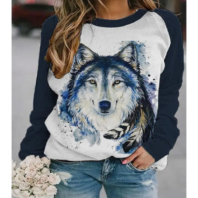 Sweatshirt mit aztekischem Wolfsmotiv von Wild Spirit