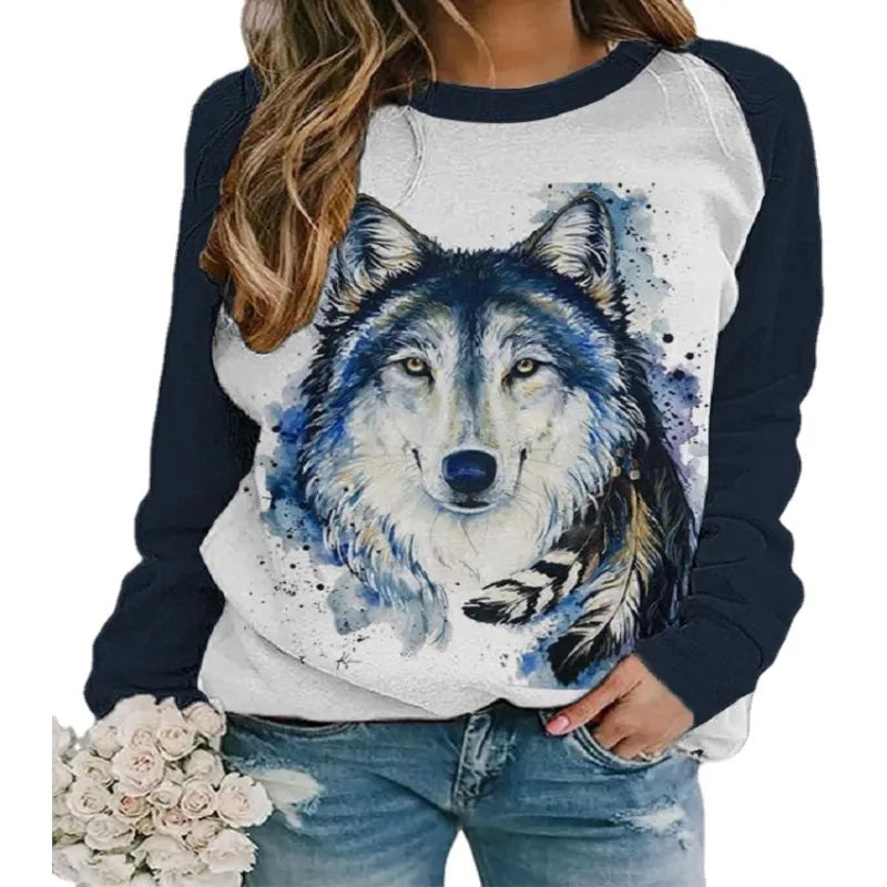 Sweatshirt mit aztekischem Wolfsmotiv von Wild Spirit