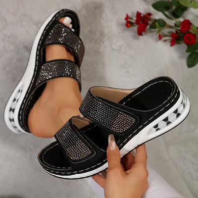 Strass Offene Sommerschuhe Bequeme Doppelriemen Sandalen