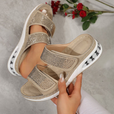 Strass Offene Sommerschuhe Bequeme Doppelriemen Sandalen