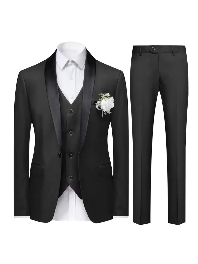 3-teiliges Slim Fit Anzug-Set für Business und Hochzeiten