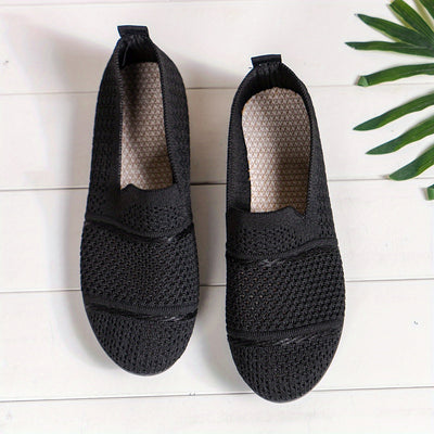 Atmungsaktive Strick Slip-On Loafers, Bequeme Flats für den Alltag