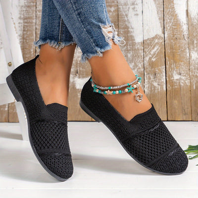 Atmungsaktive Strick Slip-On Loafers, Bequeme Flats für den Alltag