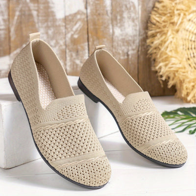 Atmungsaktive Strick Slip-On Loafers, Bequeme Flats für den Alltag