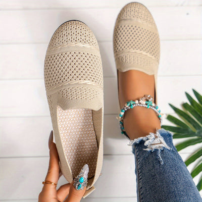 Atmungsaktive Strick Slip-On Loafers, Bequeme Flats für den Alltag