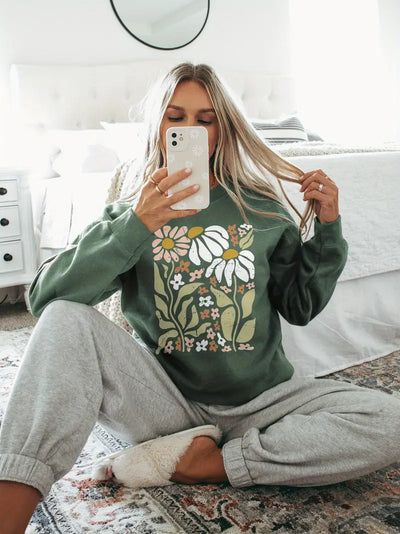 Sweatshirt mit Blumenmuster Schlichte, blühende Eleganz