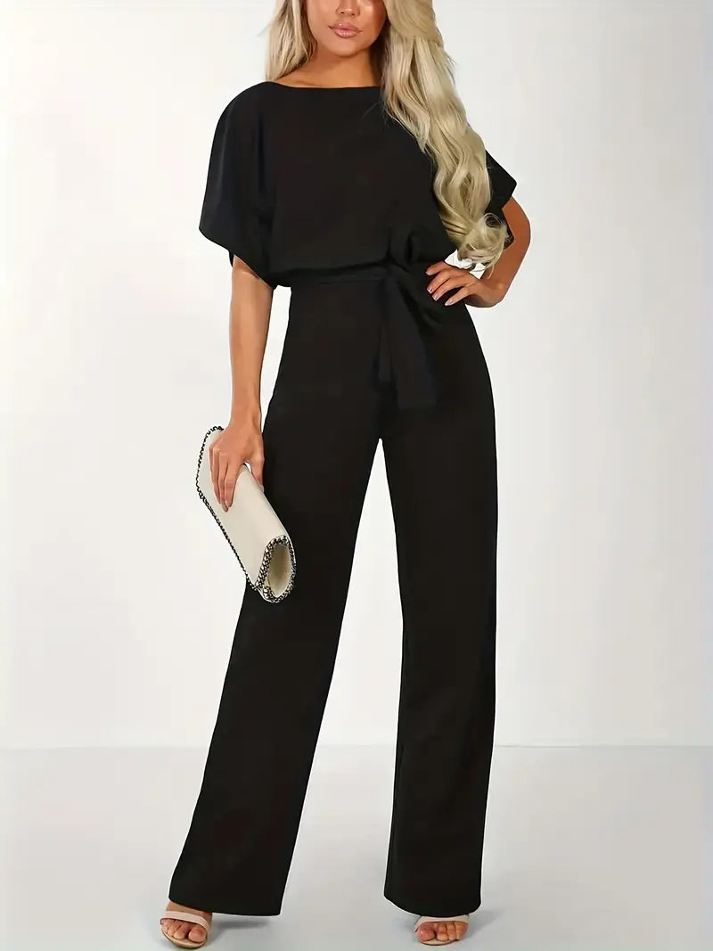 Jumpsuit mit weitem Bein und gebundener Taille