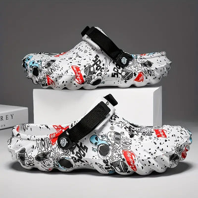 Atmungsaktive Clogs mit Graffiti-Druck