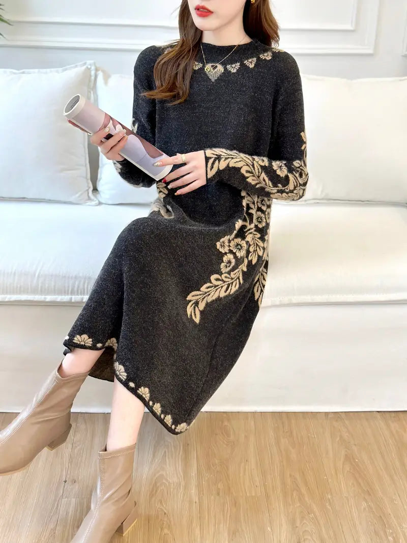 Elegantes Mid-Length Strickkleid für Damen – Schlankmachend für Herbst