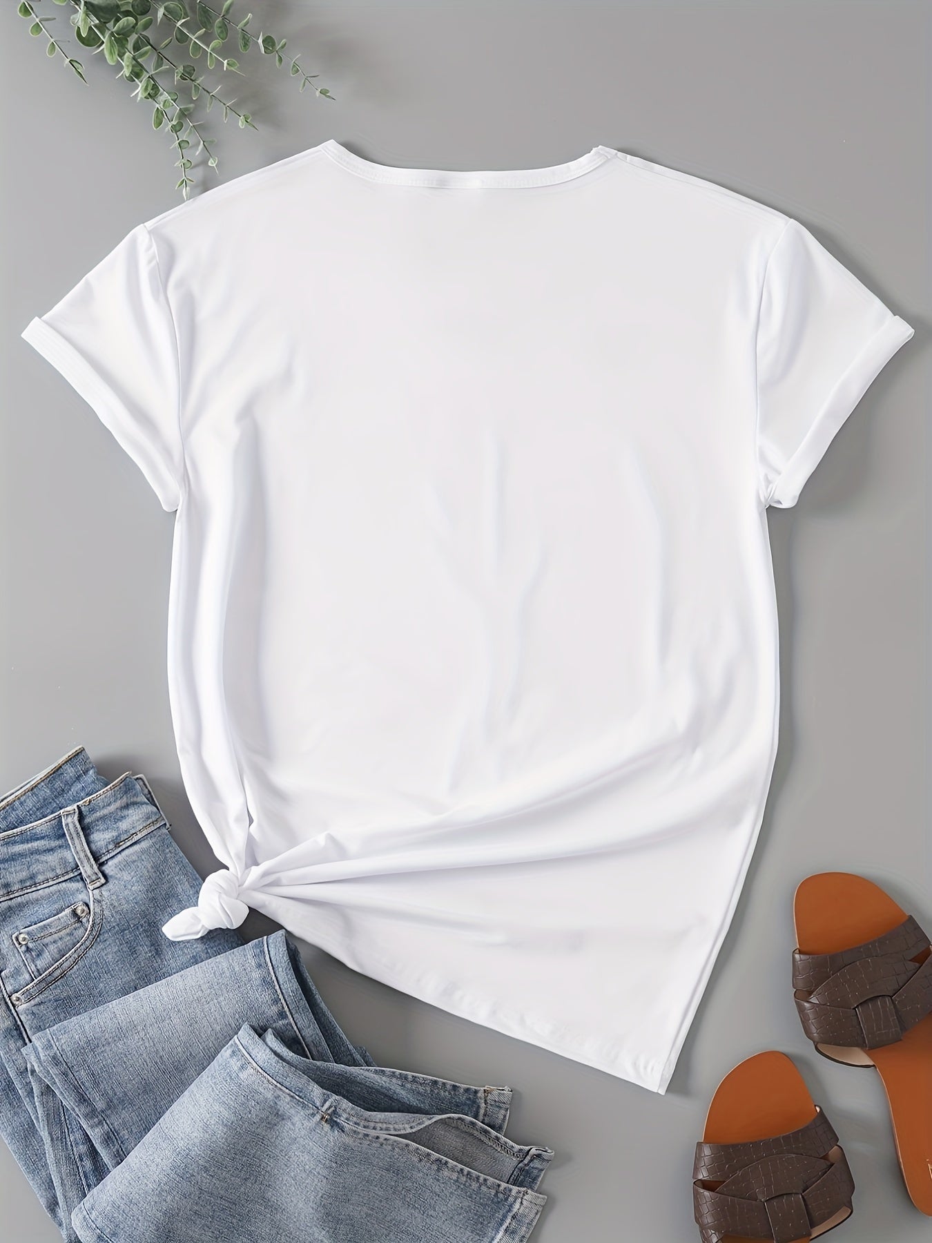 Damen T-Shirt mit Herz-Print – Kurzarm, Sommer Casual Oberteil