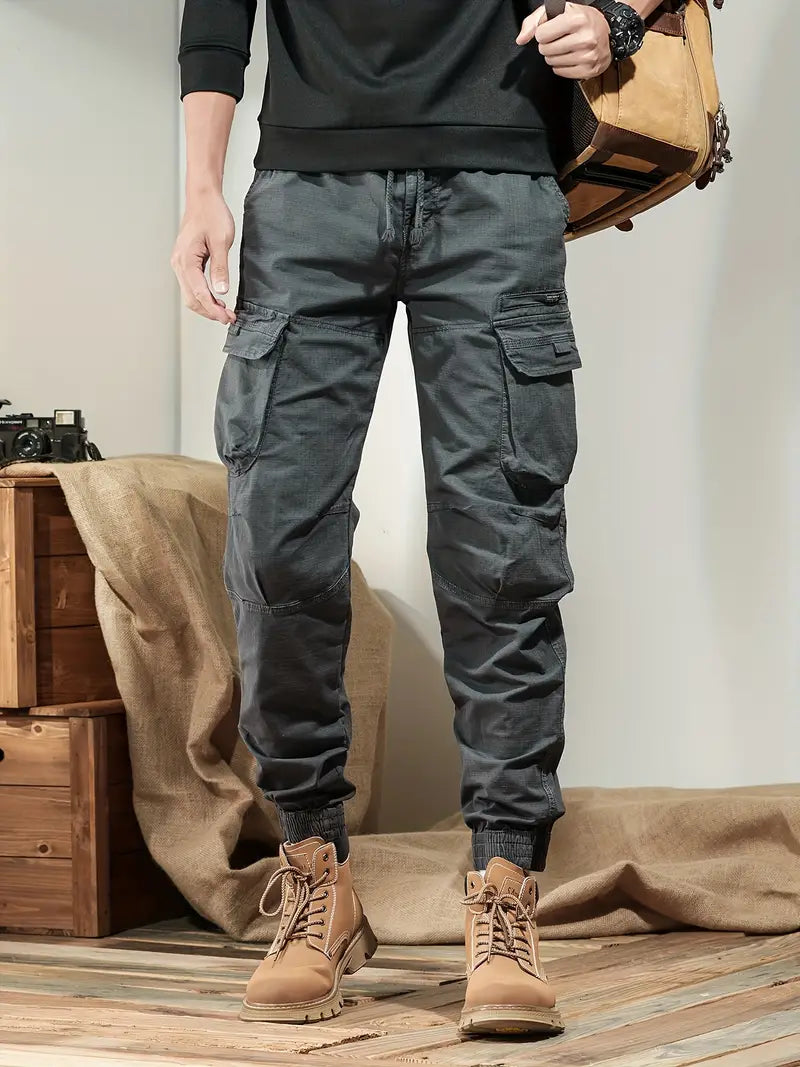 Herren Solid Cargo-Hose mit Mehreren Taschen – Lässige Outdoor-Hose