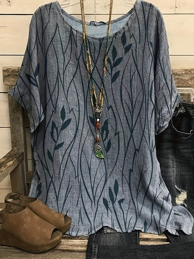 Übergröße Sommerbluse – Blumenmuster Halbarm Shirt