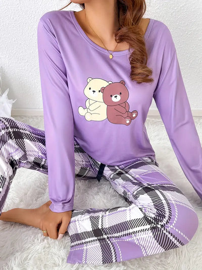 Kline - Gemütlich Chic Cartoon Bär Druck Pyjama Satz