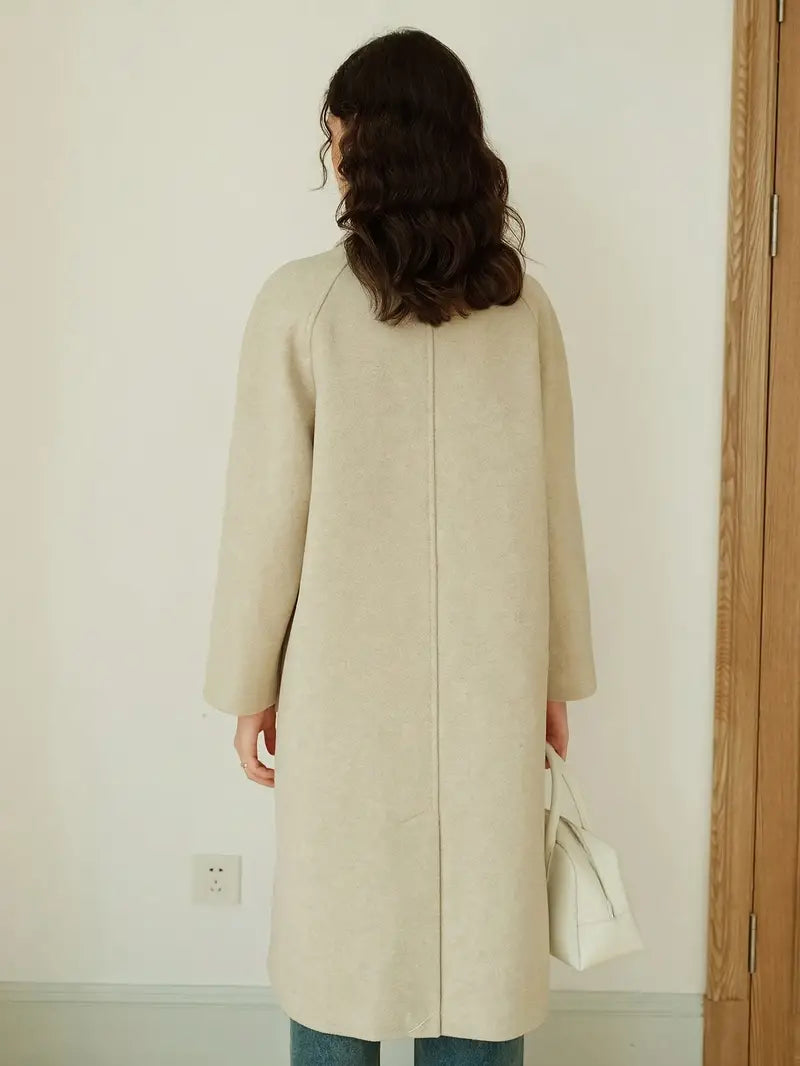 Winterlicher Trenchcoat aus einer Strickmischung für Frauen - einfarbig