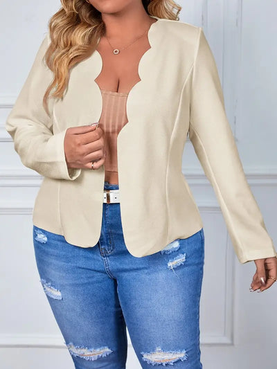 Eleganter Plus-Size Blazer für Damen – Polyester, Klassischer Schnitt