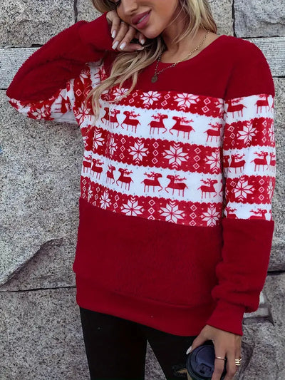 Weihnachten drucken gemütlich übergroßen Strickpullover, große Größe Weihnachten Pullover