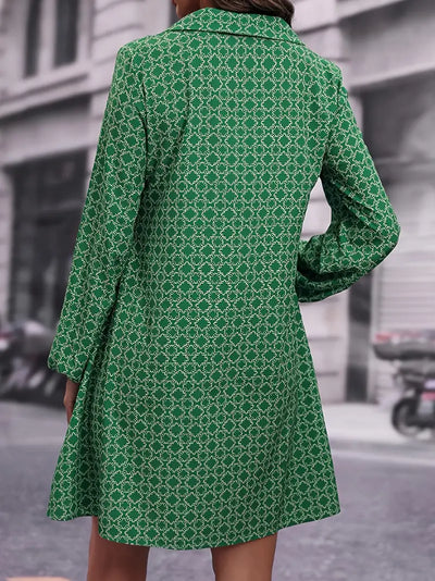 Allover Print Kleid mit Laternenärmeln