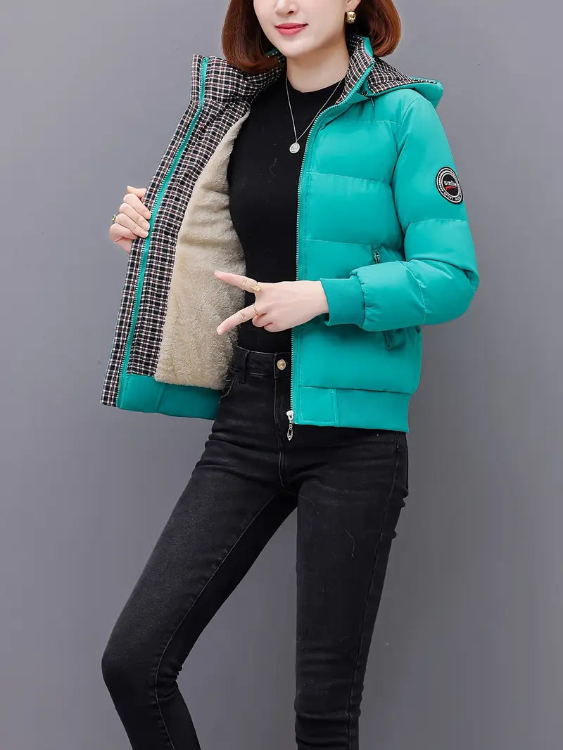 Damen Winterjacke – Modische, Kapuze, Reißverschluss, Warm