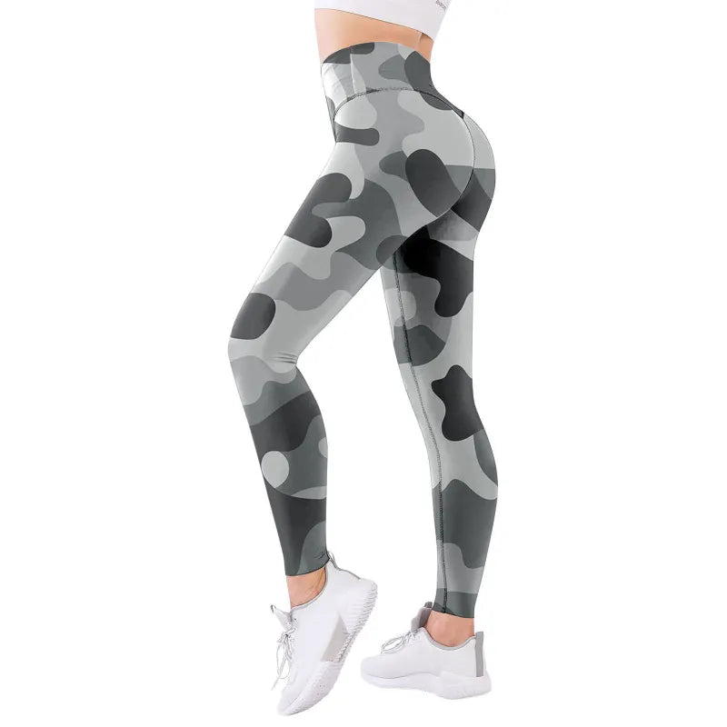 Hochtaillierte Yoga-Leggings für Frauen in Camouflage-Optik