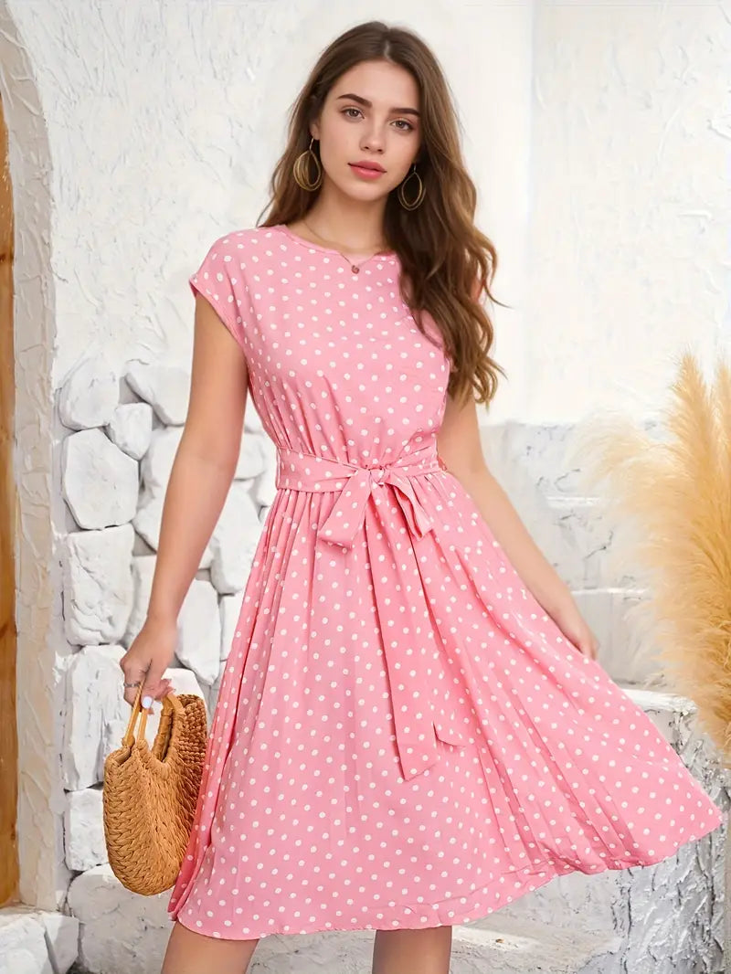 Lässiges Plisseekleid mit Polka Dot