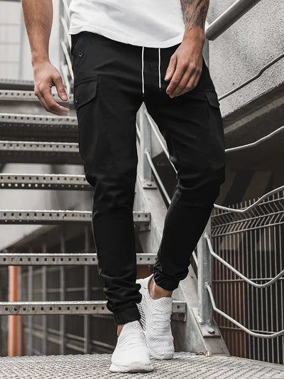 Herren Trendige Solid Footed Cropped Cargo-Hose mit Seitentasche