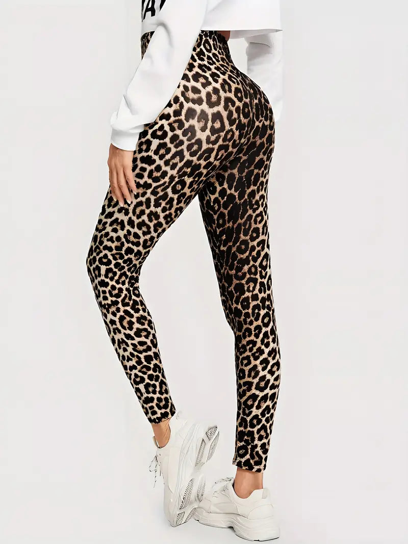 Wild Style Leopardenmuster Leggings mit hoher Taille