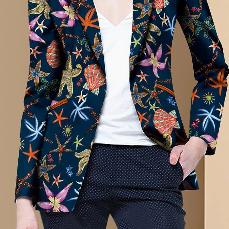 Blazer mit Blumendruck und offener Front