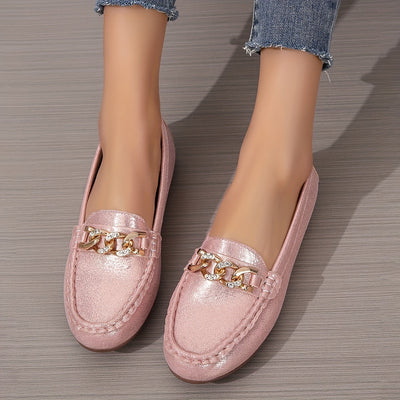 Slip-On Flats mit Pailletten, Atmungsaktive Rund-Toe Schuhe