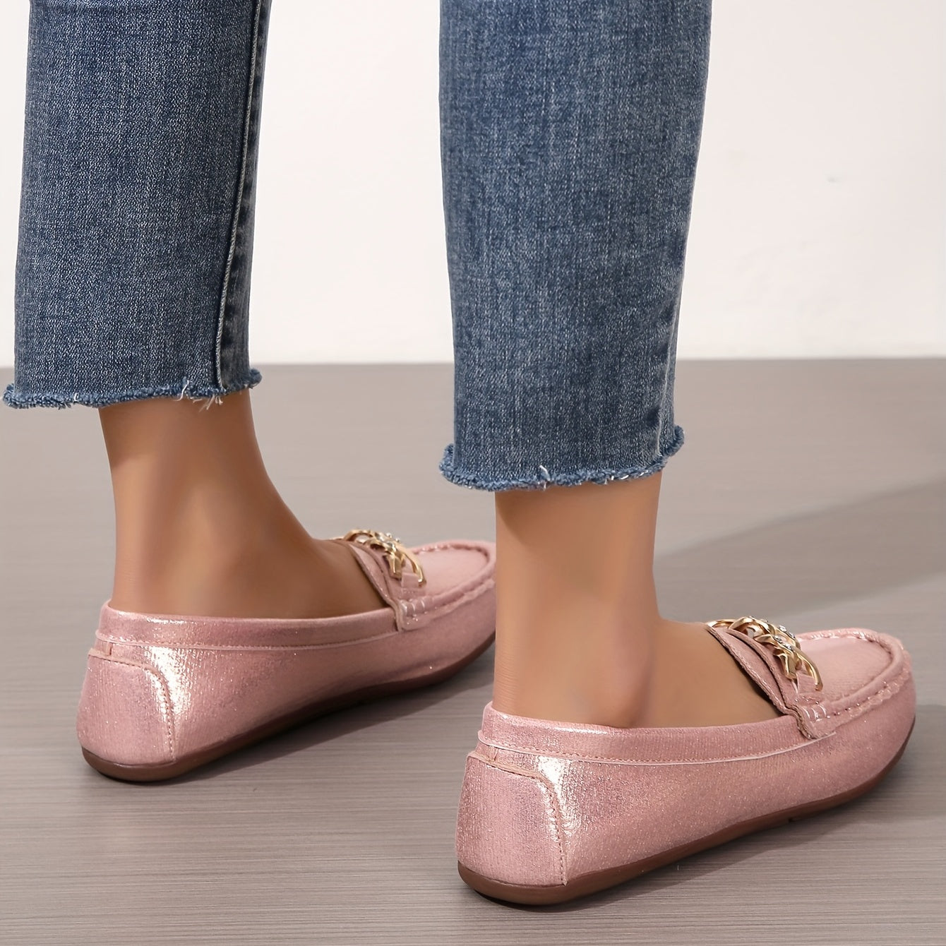 Slip-On Flats mit Pailletten, Atmungsaktive Rund-Toe Schuhe