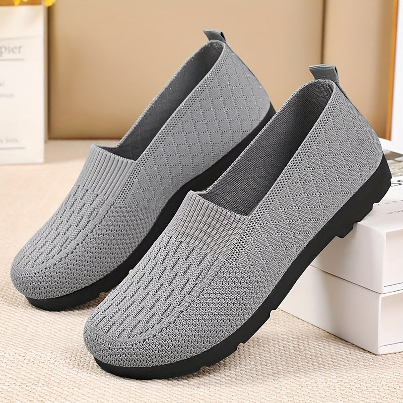 Leichte Slip-On Loafer für Damen – Atmungsaktives Strick-Obermaterial