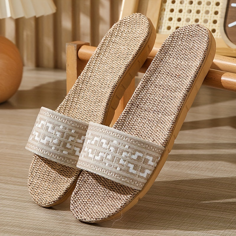 Damen Sommer-Hausschuhe – Ultraleichte, Atmungsaktive Slippers aus Leinen