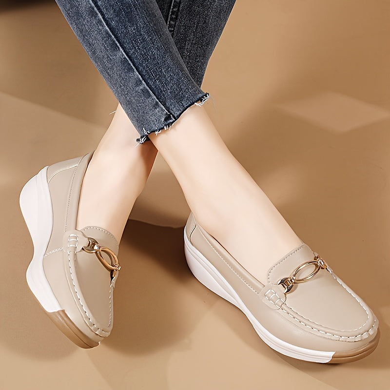 Damen Sommer-Loafer – Bequeme Slip-On Schuhe mit Dicker Sohle