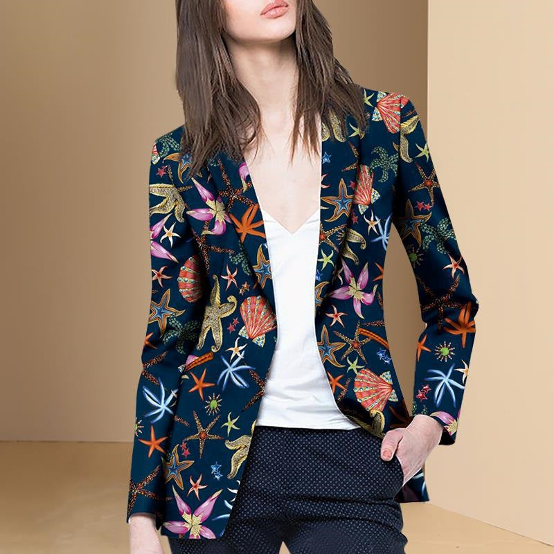 Blazer mit Blumendruck und offener Front