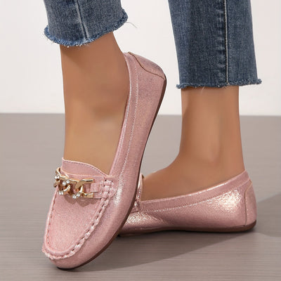 Slip-On Flats mit Pailletten, Atmungsaktive Rund-Toe Schuhe