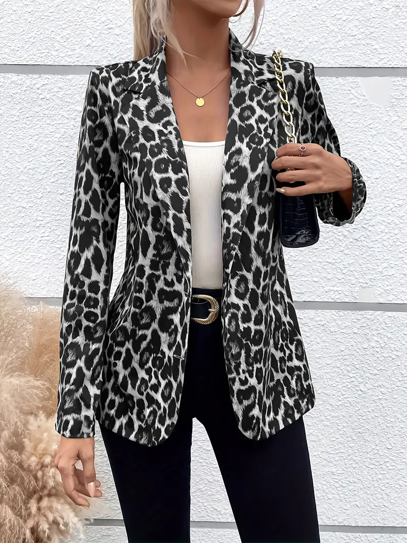 Einreihiger Blazer im Leoparden-Look