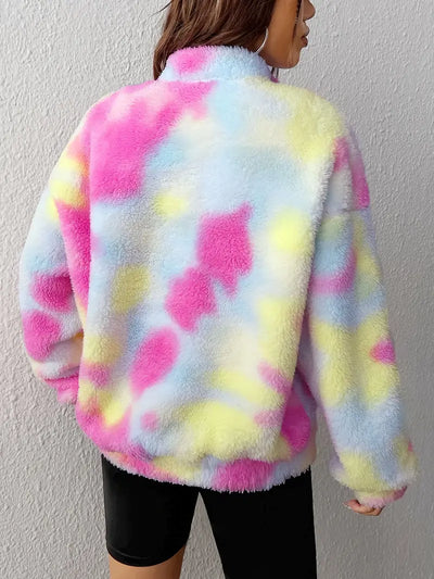 Schicker Pullover mit Tie Dye Dreams, halbem Reißverschluss und überschnittenen Schultern