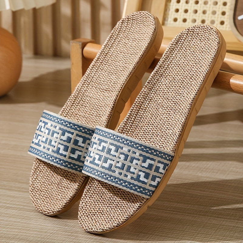 Damen Sommer-Hausschuhe – Ultraleichte, Atmungsaktive Slippers aus Leinen