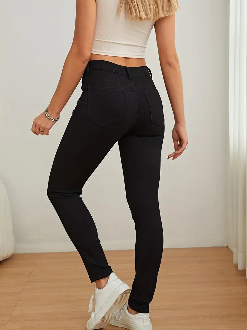 Schwarze Skinny Jeans in Volltonfarbe